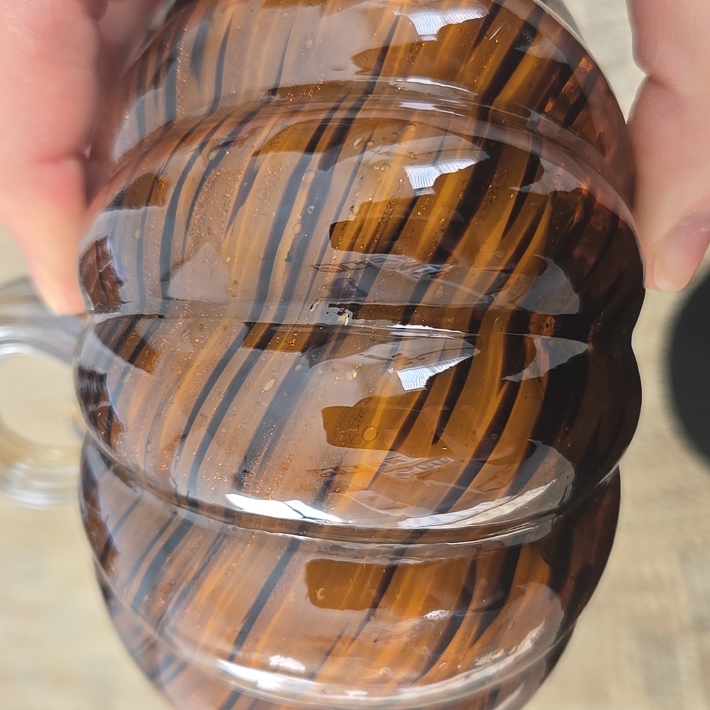 Handcrafted Glass Pumpkin Decor - Brown and Black - Picture 4 of 4